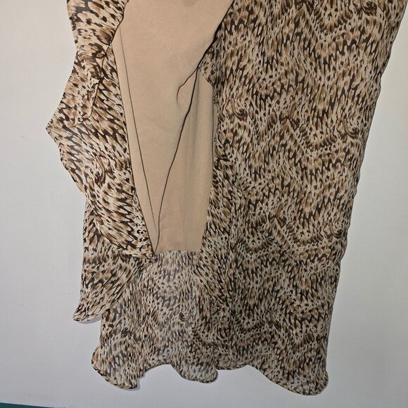 Bardot Ellie Faux Wrap Ruffle Front V-neck V-back Animal Print Midi Dress, Sz 8 - Picture 7 of 10